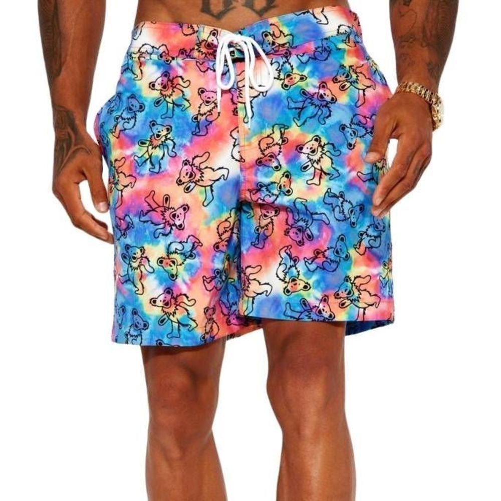 Grateful Dead Multi-Color Swim Trunks Mens Large